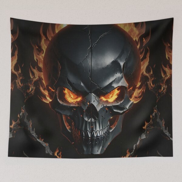Item preview, Inferno's Embrace: Pirate Skull Engulfed in Dancing Flames" designed and sold by ArtComixHaven.