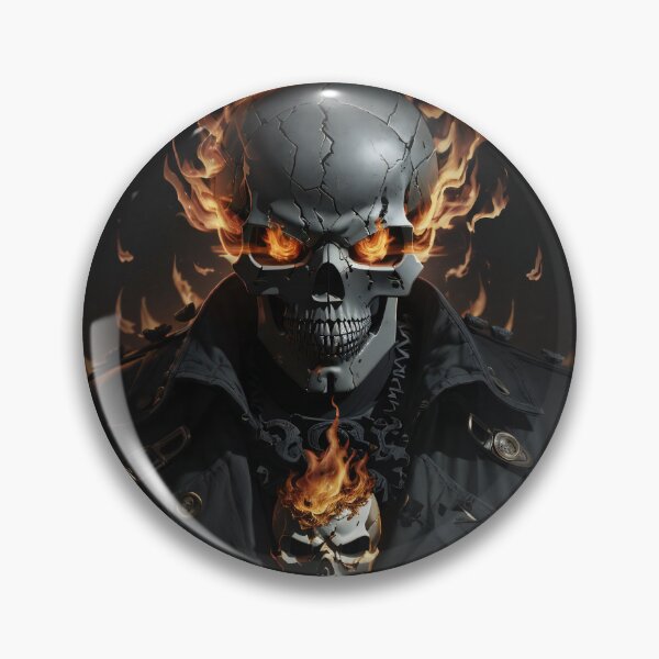 Item preview, Eternal Guardian: Fiery Pirate Skull Amidst the Shadows designed and sold by ArtComixHaven.
