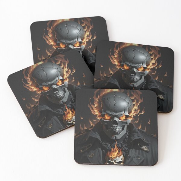 Item preview, Eternal Guardian: Fiery Pirate Skull Amidst the Shadows designed and sold by ArtComixHaven.