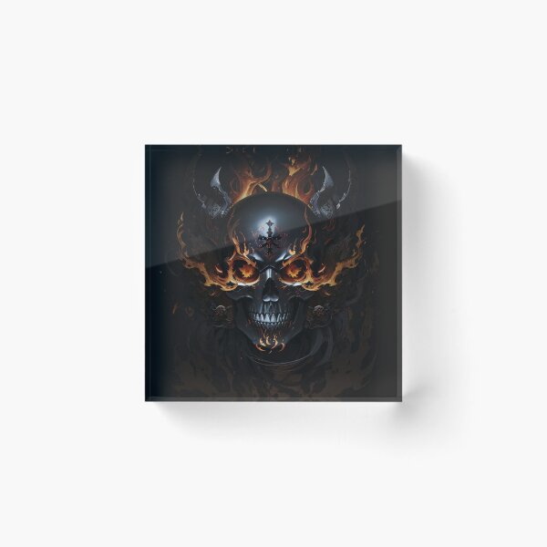 Item preview, Eternal Guardian: Fiery Pirate Skull Amidst the Shadows designed and sold by ArtComixHaven.