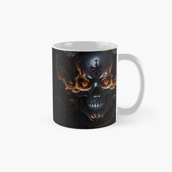 Item preview, Eternal Guardian: Fiery Pirate Skull Amidst the Shadows designed and sold by ArtComixHaven.