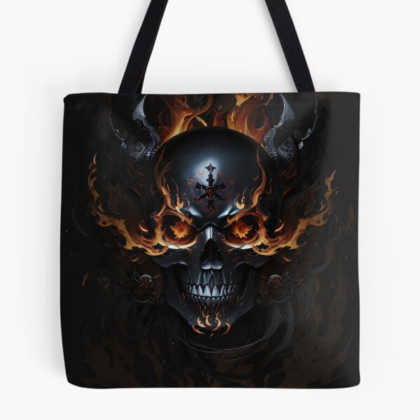 Item preview, Eternal Guardian: Fiery Pirate Skull Amidst the Shadows designed and sold by ArtComixHaven.