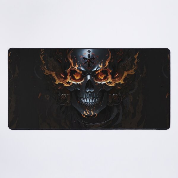 Item preview, Eternal Guardian: Fiery Pirate Skull Amidst the Shadows designed and sold by ArtComixHaven.