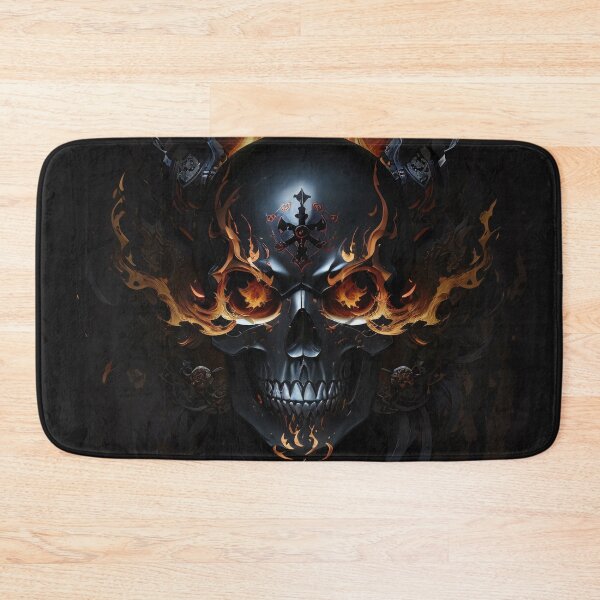 Item preview, Eternal Guardian: Fiery Pirate Skull Amidst the Shadows designed and sold by ArtComixHaven.