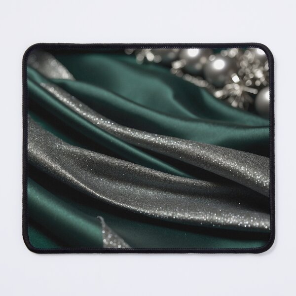 Item preview, Green silver Christmas silk with pearls    designed and sold by Khala.