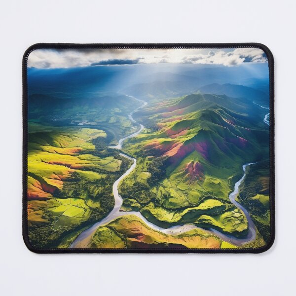 Item preview, Aerial forest with river at sunset long exposure - Landscape photography designed and sold by TheArtistOf2022.