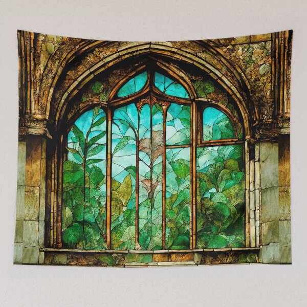 Item preview, Stained Glass Window In An Old Abandoned Mansion designed and sold by LanaGustavsson.