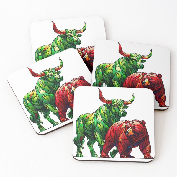 Item preview, Stained Glass Green Bull and Red Bear designed and sold by kylmllr101684.