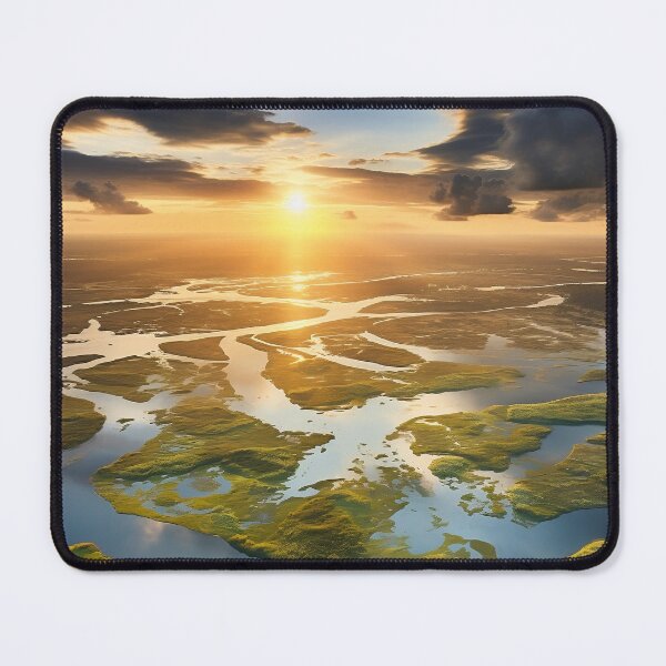 Item preview, Aerial lake at sunset long exposure - Landscape photography designed and sold by TheArtistOf2022.