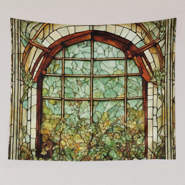 Item preview, Stained Glass Window In An Old Abandoned Mansion designed and sold by LanaGustavsson.