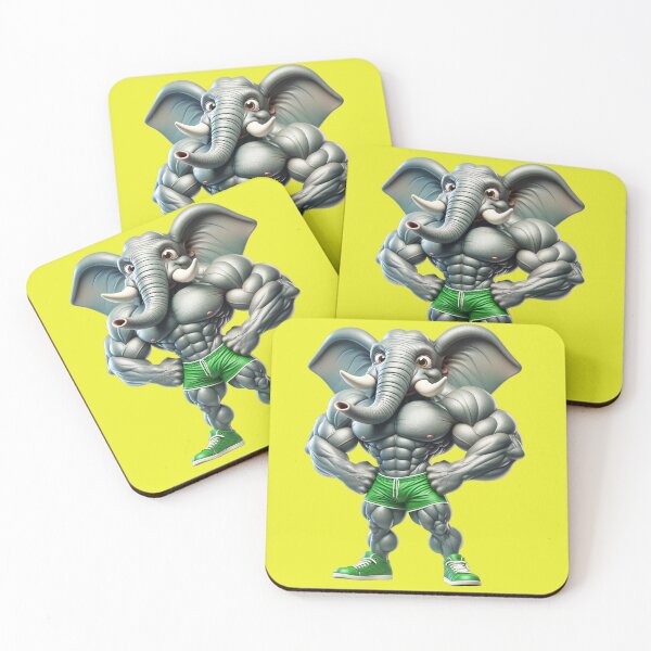 Item preview, Awesome Elephant Bodybuilder Green Shorts: Wild Force in Cartoon No. 4 designed and sold by Nathalymx.