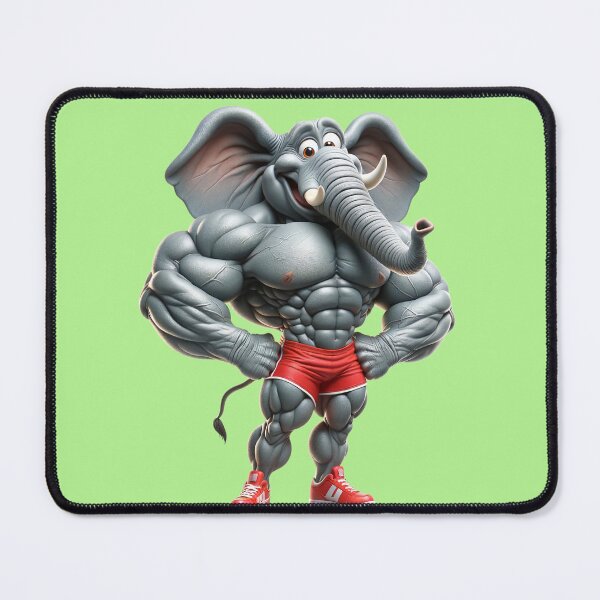 Item preview, Impressive Elephant in Bodybuilder Pose Red Shorts: Wild Force in Cartoon No. 6 designed and sold by Nathalymx.