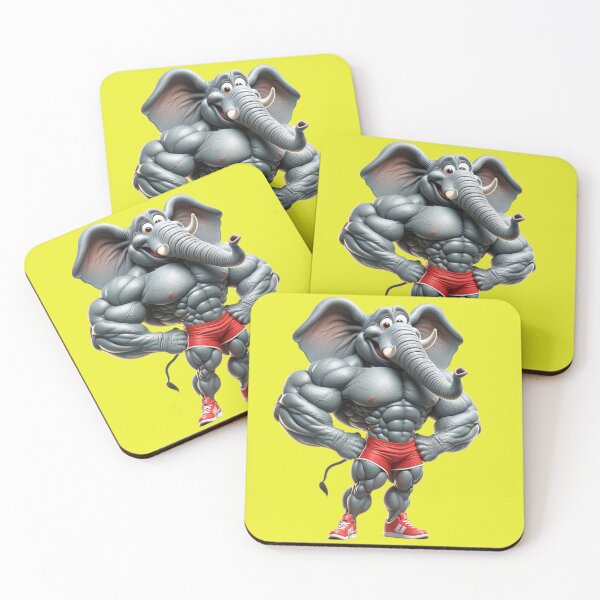 Item preview, Impressive Elephant in Bodybuilder Pose Red Shorts: Wild Force in Cartoon No. 6 designed and sold by Nathalymx.