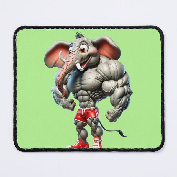 Item preview, Impressive Funny Elephant in Bodybuilder Pose Red Shorts: Wild Force in Cartoon No. 7 designed and sold by Nathalymx.