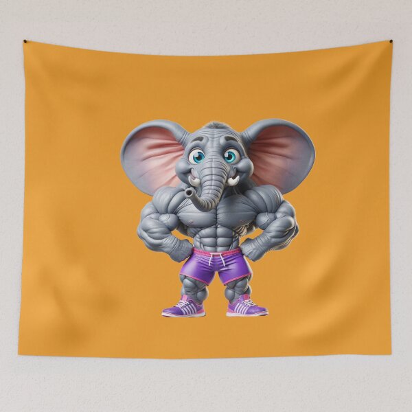 Item preview, Impressive Funny Elephant in Bodybuilder Pose Purple Shorts: Wild Force in Cartoon No. 10 designed and sold by Nathalymx.