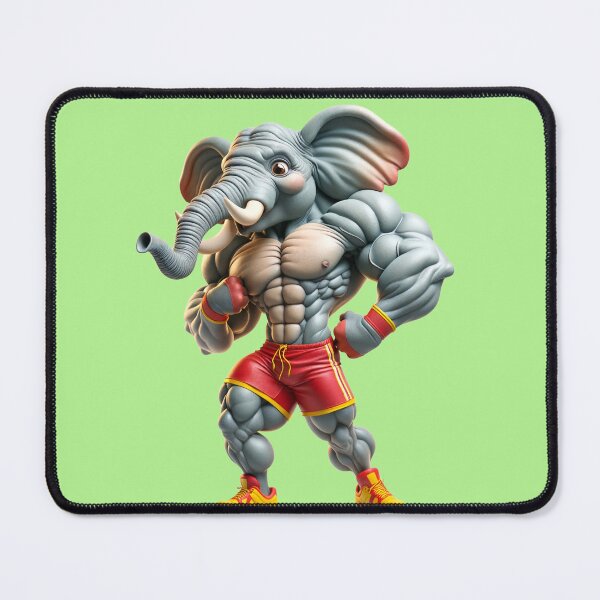 Item preview, Impressive Funny Elephant in Bodybuilder Pose Red Shorts with Yellow: Wild Force in Cartoon No. 11 designed and sold by Nathalymx.