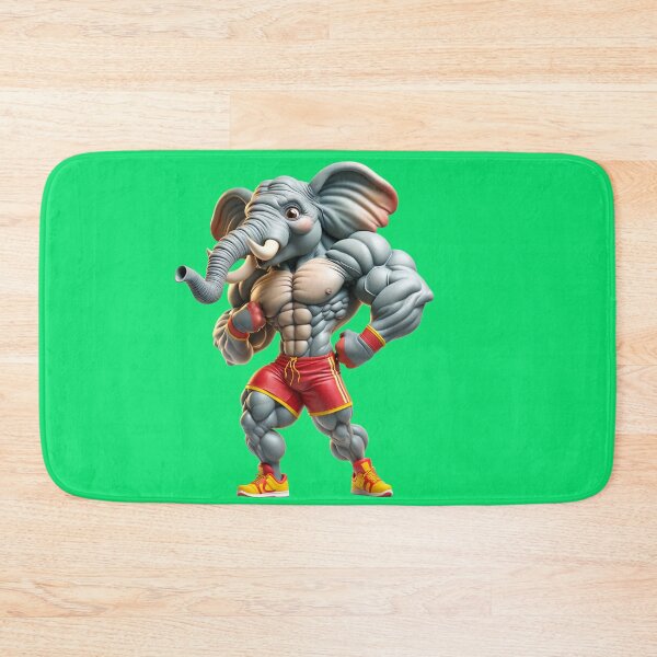Item preview, Impressive Funny Elephant in Bodybuilder Pose Red Shorts with Yellow: Wild Force in Cartoon No. 11 designed and sold by Nathalymx.