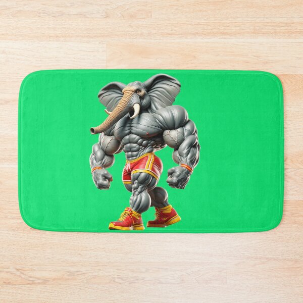 Item preview, Impressive Funny Elephant in Bodybuilder Pose Red Shorts with Yellow: Wild Force in Cartoon No. 12 designed and sold by Nathalymx.