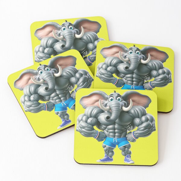 Item preview, Impressive Funny Elephant in Bodybuilder Pose Blue Shorts with White: Wild Force in Cartoon No. 13 designed and sold by Nathalymx.