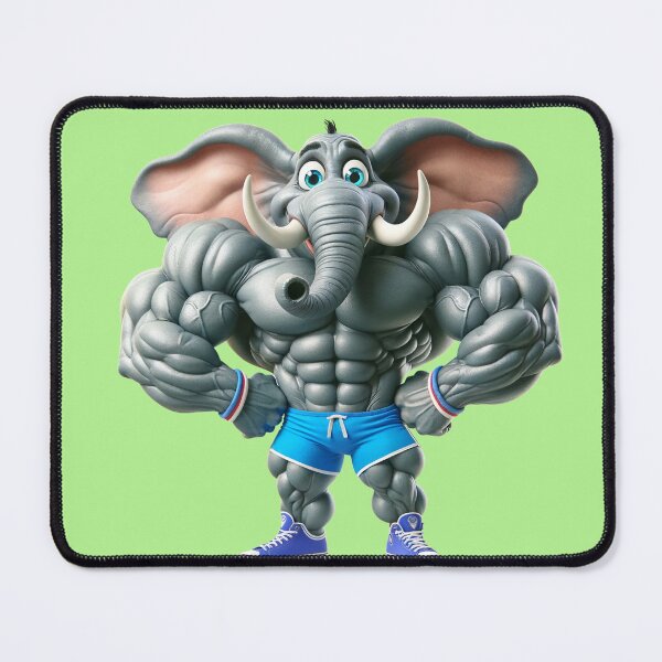 Item preview, Impressive Funny Elephant in Bodybuilder Pose Blue Shorts with White: Wild Force in Cartoon No. 13 designed and sold by Nathalymx.