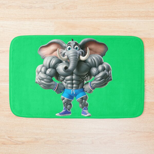 Item preview, Impressive Funny Elephant in Bodybuilder Pose Blue Shorts with White: Wild Force in Cartoon No. 13 designed and sold by Nathalymx.