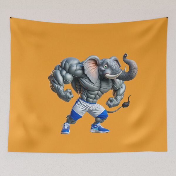 Item preview, Copy of Awesome Funny Elephant in Bodybuilder Pose Blue Shorts with White: Wild Force in Cartoon No. 13 designed and sold by Nathalymx.