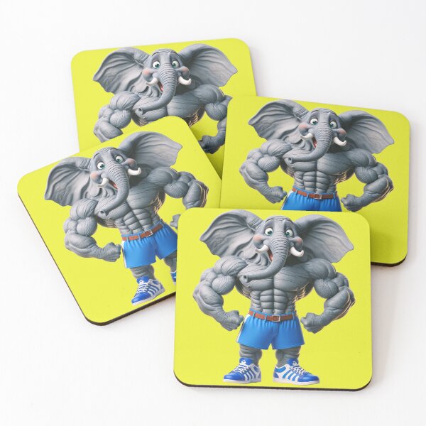 Item preview, Impressive Funny Elephant in Bodybuilder Pose Blue Shorts with White: Wild Force in Cartoon No. 15 designed and sold by Nathalymx.