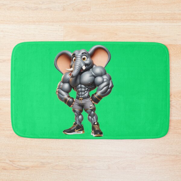 Item preview, Impressive Funny Elephant in Bodybuilder Pose Gray and Black Shorts: Wild Force in Cartoon No. 16 designed and sold by Nathalymx.