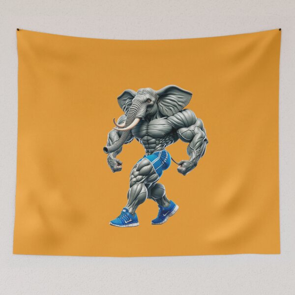 Item preview, Impressive Funny Elephant in Bodybuilder Pose Blue Shorts: Wild Force in Cartoon No. 17 designed and sold by Nathalymx.