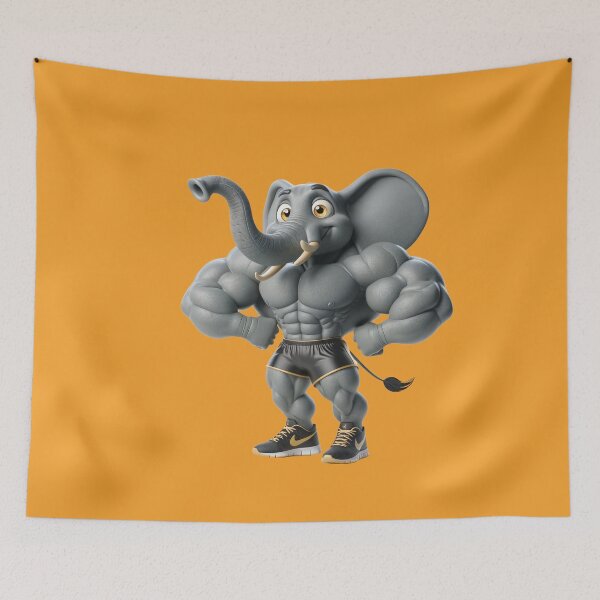 Item preview, Impressive Funny Elephant in Bodybuilder Pose Black Shorts: Wild Force in Cartoon No. 18 designed and sold by Nathalymx.