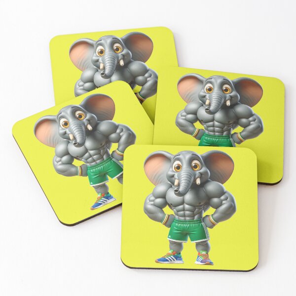 Item preview, Impressive Funny Elephant in Bodybuilder Pose Green Shorts: Wild Force in Cartoon No. 19 designed and sold by Nathalymx.