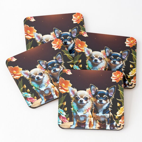 Item preview, Two Chihuahua dogs center stage in a 1:1 ratio poster designed and sold by Barrettlawon.