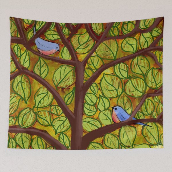 Item preview, birds of the love Tree summer happy art designed and sold by wrightsonarts.