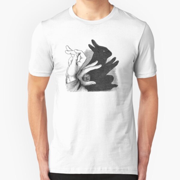 Hands Shadow Make a n Image Of Rabbit Slim Fit T-Shirt