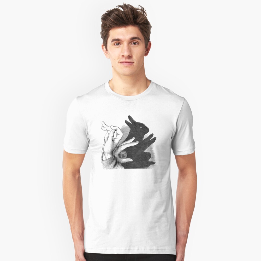 Hands Shadow Make a n Image Of Rabbit Slim Fit T-Shirt