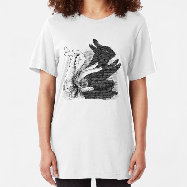 Hands Shadow Make a n Image Of Rabbit Slim Fit T-Shirt