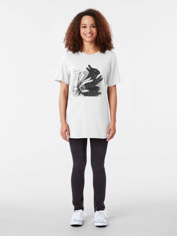 Alternate view of Hands Shadow Make a n Image Of Rabbit Slim Fit T-Shirt