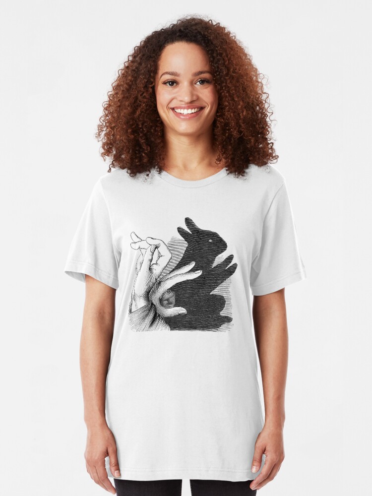 Alternate view of Hands Shadow Make a n Image Of Rabbit Slim Fit T-Shirt
