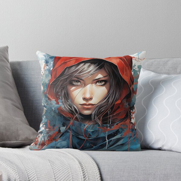 Item preview, Red Blue Kunoichi Ninja Watercolor designed and sold by TheBlackBard.