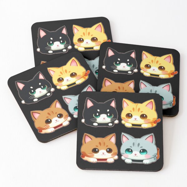 Item preview, Purr-fectly Adorable: Four Feline Friends Take Center Stage in Charming Design  black Delight designed and sold by creativelittleo.
