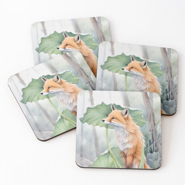 Item preview, Red Fox and Lotus Leaves designed and sold by TheCurators.