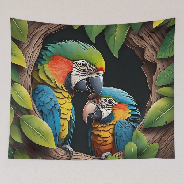 Item preview, Pair of macaws in their nest. designed and sold by Ciervo Primavera.