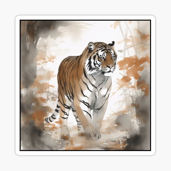Vista previa del artículo con la obra «Majestuoso tigre de Bengala - Acuarela», diseñado y vendido por HausKatz.