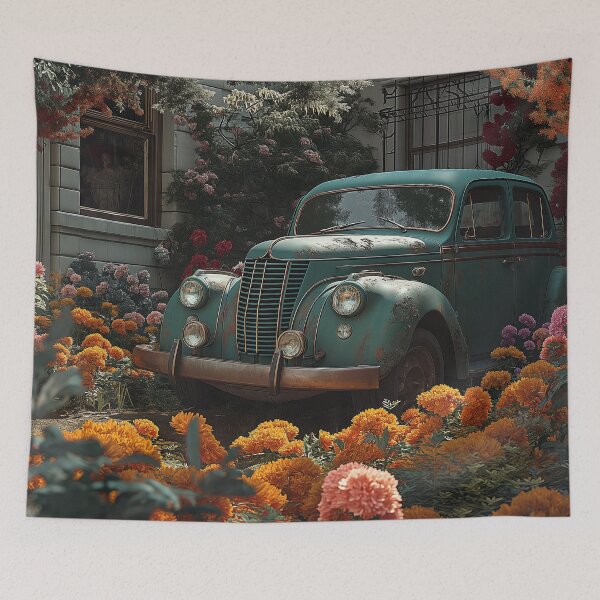 Item preview, Old Car in  the Colorful garden designed and sold by Sp3ctrumOfColor.