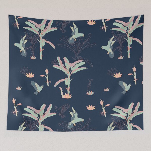 Item preview, Parrots & Banana Trees Dark Version designed and sold by likidddsign.