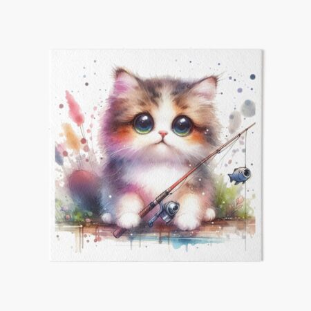 Fishing Cat Art Board Prints for Sale