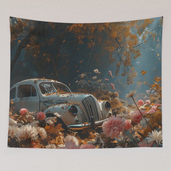 Item preview, Retro Car in  the Colorful garden designed and sold by Sp3ctrumOfColor.
