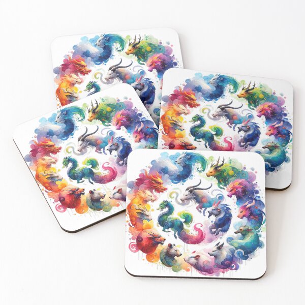 Item preview, Whimsical Watercolor Chinese Zodiac Circle designed and sold by SrijanaByAnu.