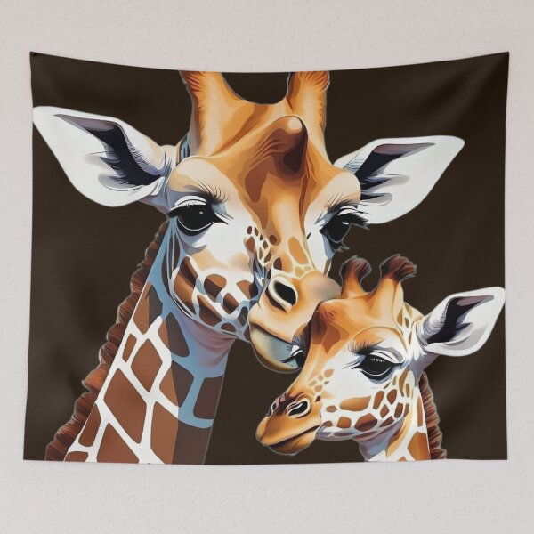 Item preview, Giraffe taking care of her calf. designed and sold by Ciervo Primavera.
