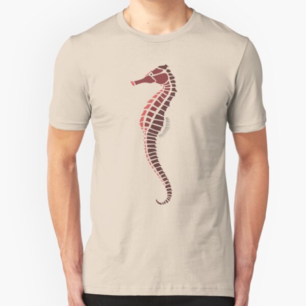 Sea Horse Art Sketch Slim Fit T-Shirt